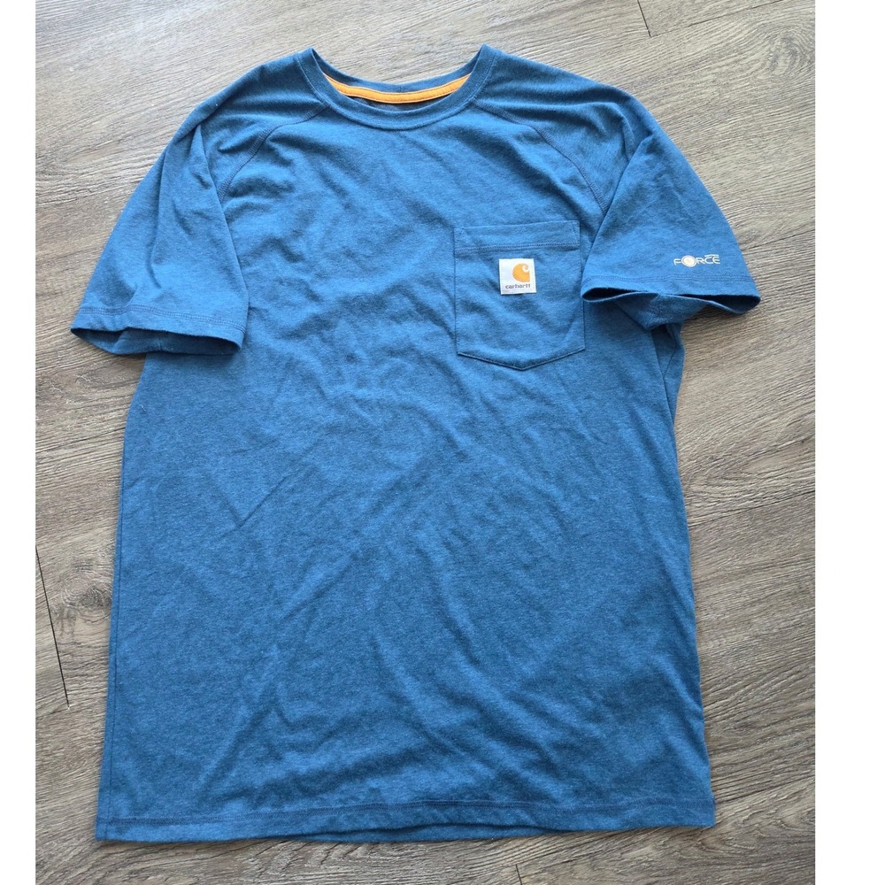 Carhartt Force Pocket T-Shirt Mens Medium Blue Relaxed Fit Workwear